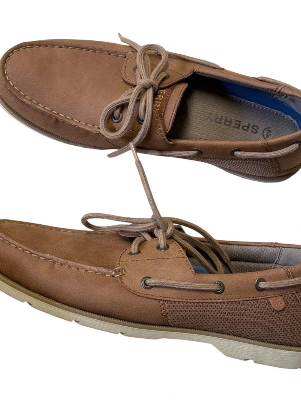 NEW $110 Sperry Men’s 8.5 Brown Leather Boat Shoes Slip On Loafers comfy sneaker